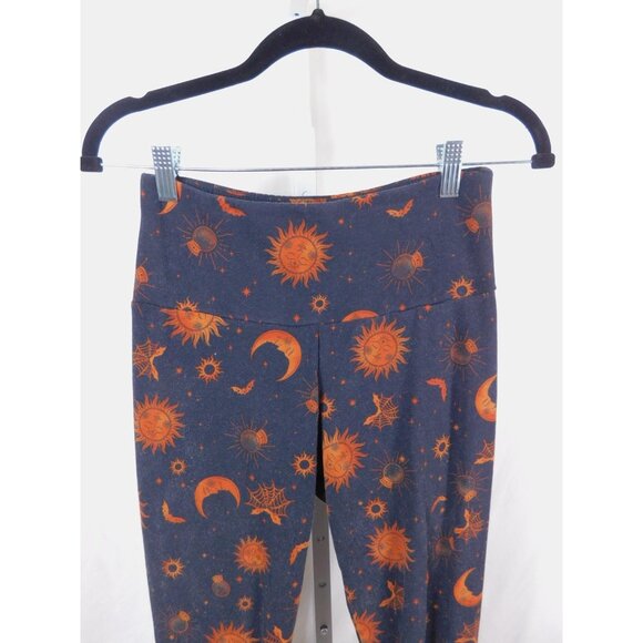 No Boundaries Leggings Womens Medium Navy Orange Halloween Celestial Print Bats - Picture 2 of 11